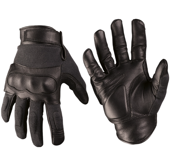 Перчатки кожаные Mil-Tec Gloves Leder/Aramid M Черный - фото 1