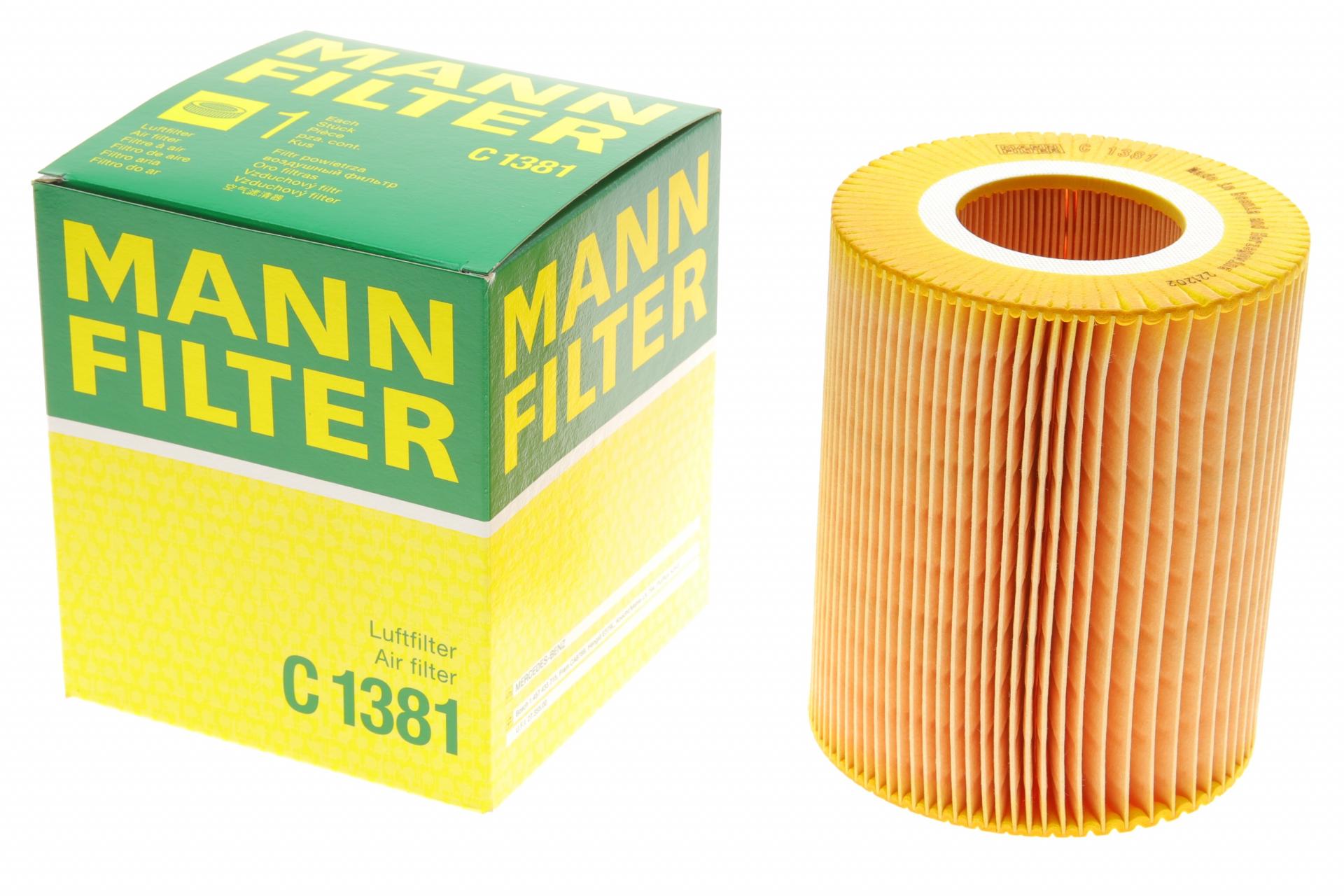 Фільтр повітряний Mann-Filter для MB A-class W168 1,4/1,6/1,9/2,1 M166 97-04/Vaneo W414 1,6/1,9 01-05 (C 1381)