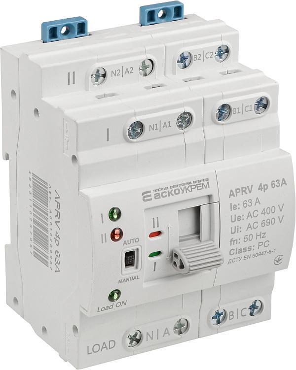 Перемикач вводу автоматичний I-II APRV 4p 63A ACKO (A0010230007) Перемикач вводу автоматичний I-II APRV 4p 63A ACKO (A0010230007)