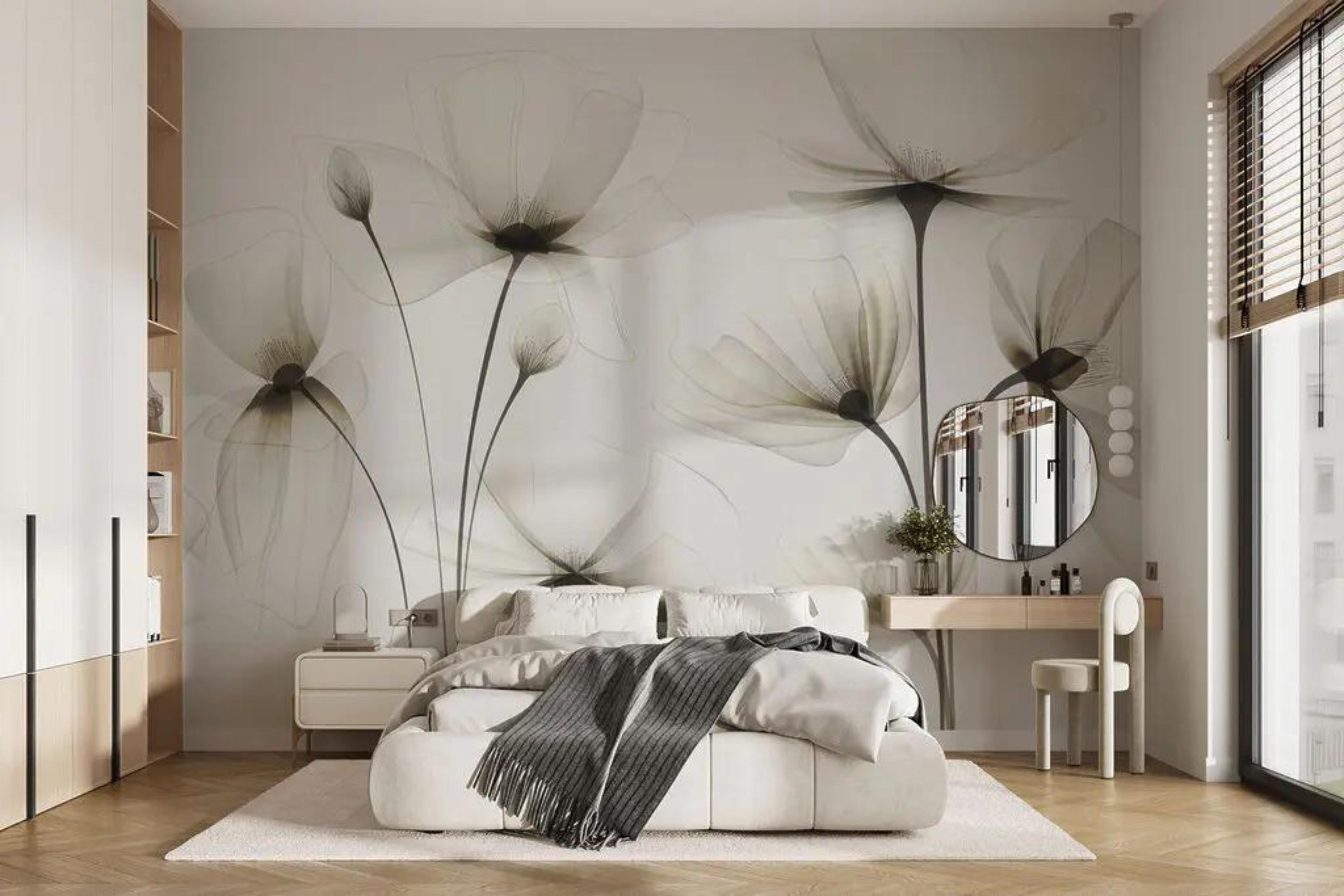 Фотообои Прозрачные цветы Черный (000240)