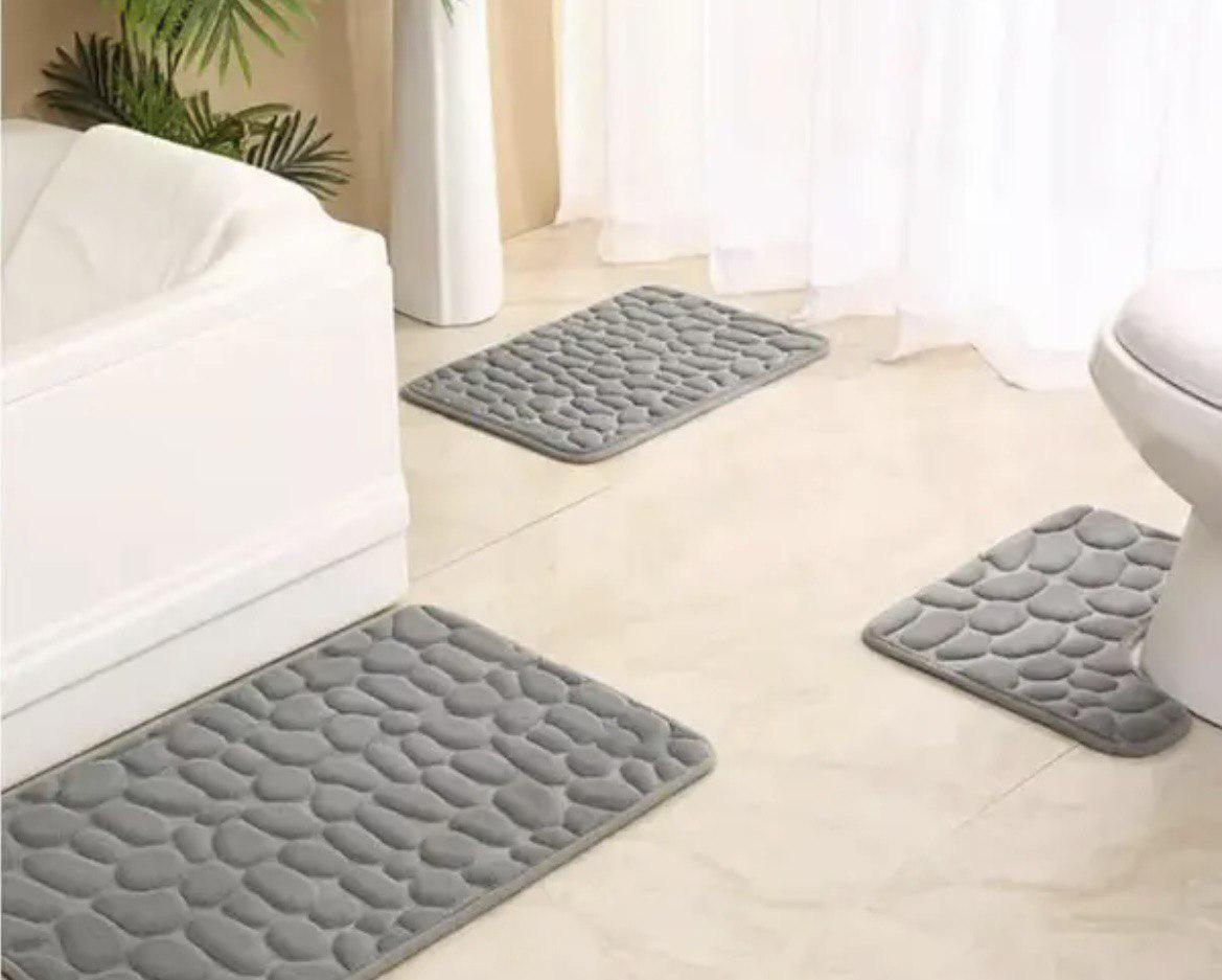 Набор ковриков в ванную и туалет Stone Premium Memory Foam 3в1 80х50/60х40/60х50 см Серый (NK3S0003) Набор ковриков в ванную и туалет Stone Premium Memory Foam 3в1 80х50/60х40/60х50 см Серый (NK3S0003)