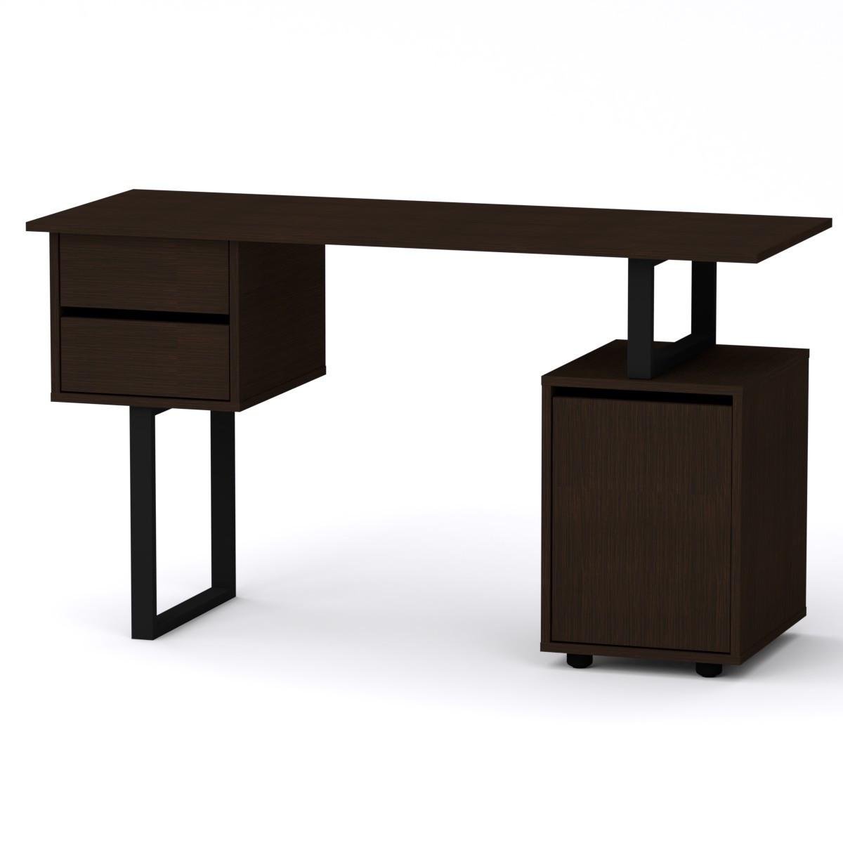 Стол письменный Компанит Лофт-4 с выдвижными ящиками и тумбой 130x73x50 см Венге темный