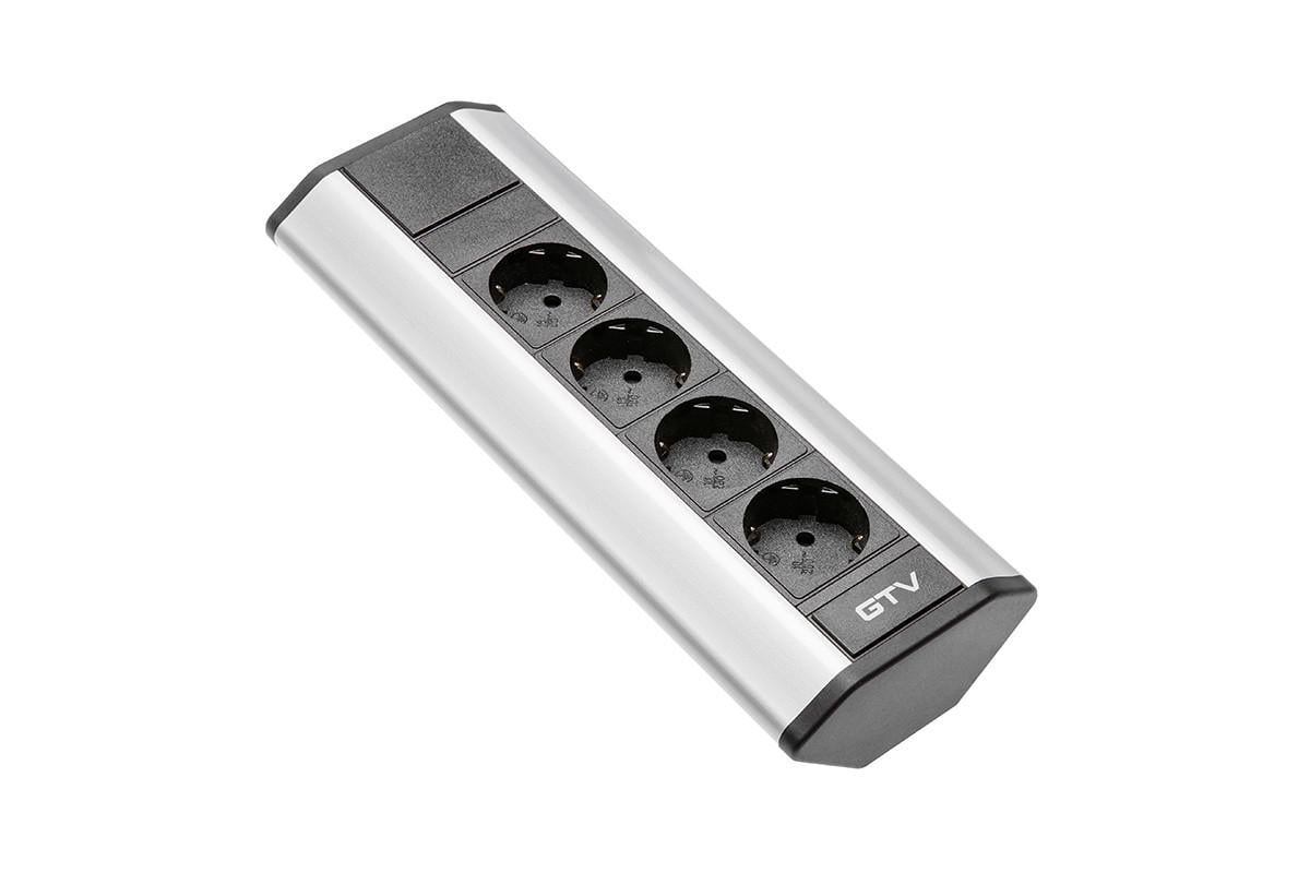 Удлинитель настольный угловой GTV на 4 вилки Серебристый)