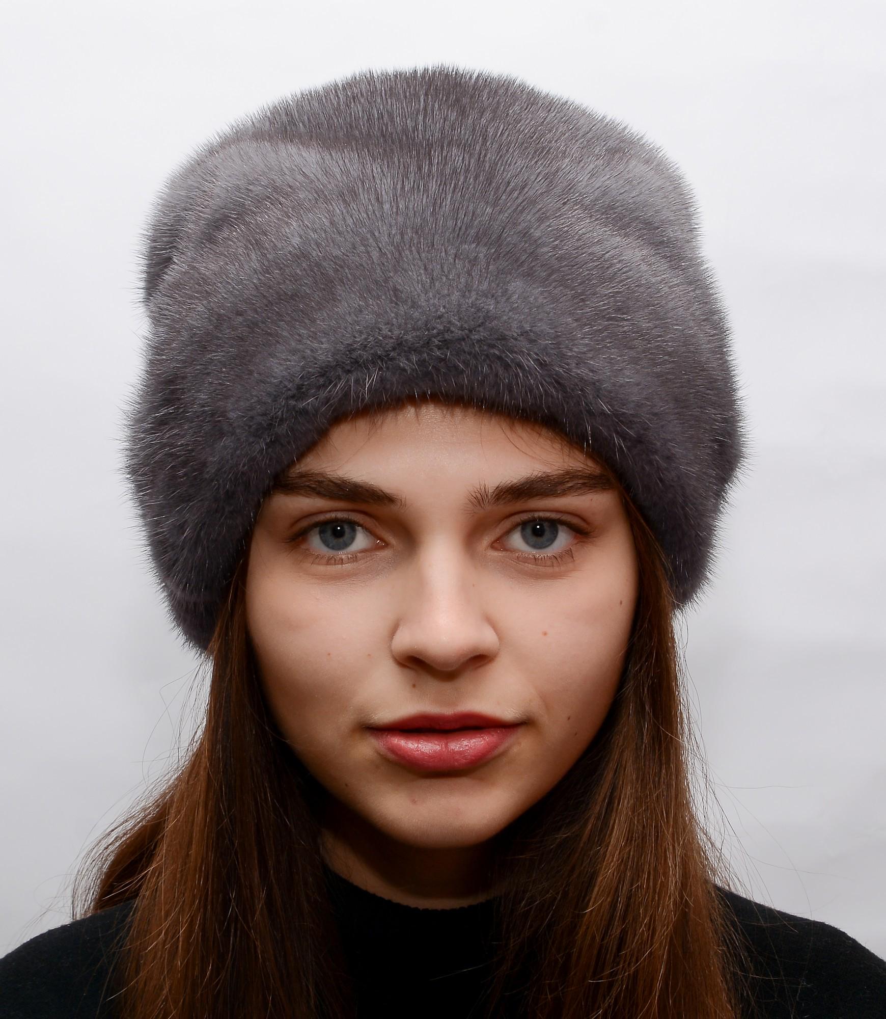 Жіноча кубанка Хутряний стиль Шарпей із натурального хутра норки XL-XXL Ірис (079)