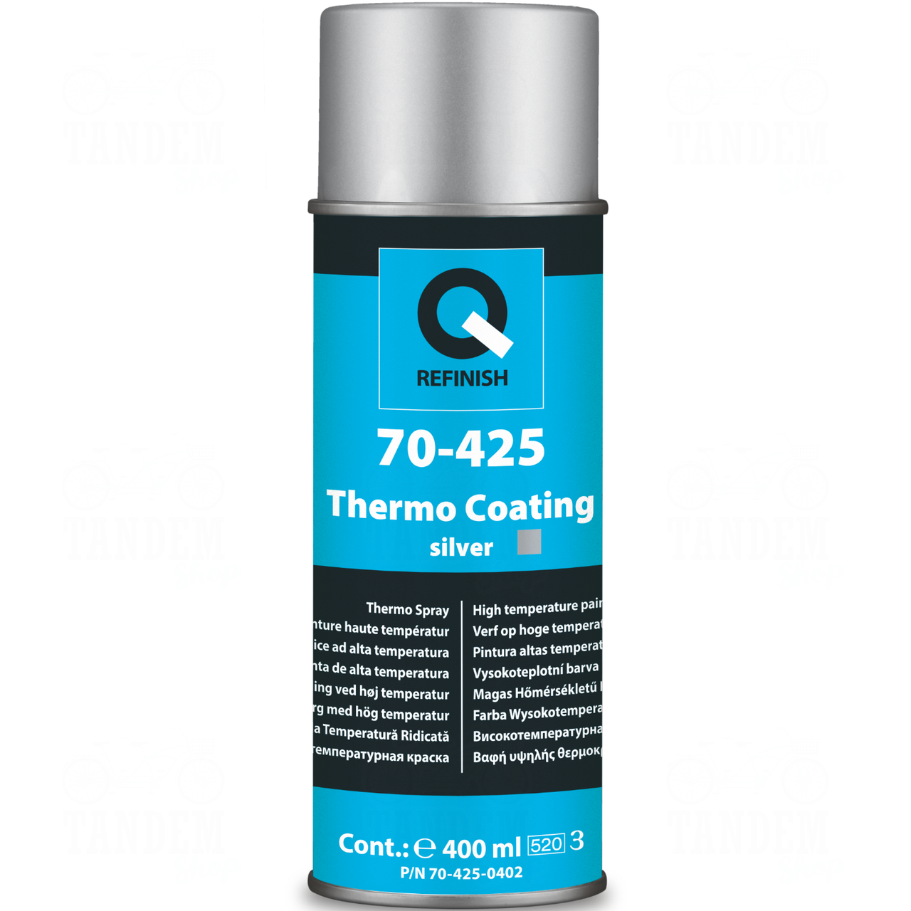 Краска термостойкая до 650°C Q-Refinish 70-425 400 мл аэрозоль Серебристый