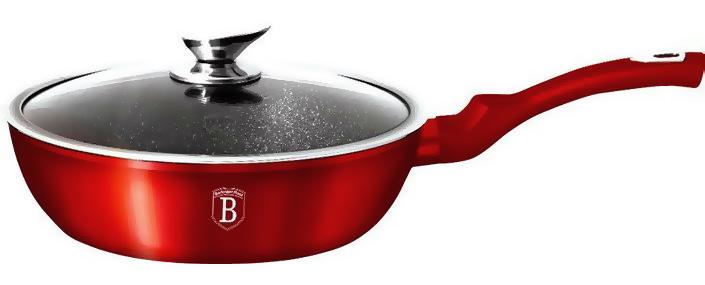 Сковорода-сотейник Berlinger Haus Burgundy Ø 24 см зі скляною кришкою мармурове покриття (BH-1259N)