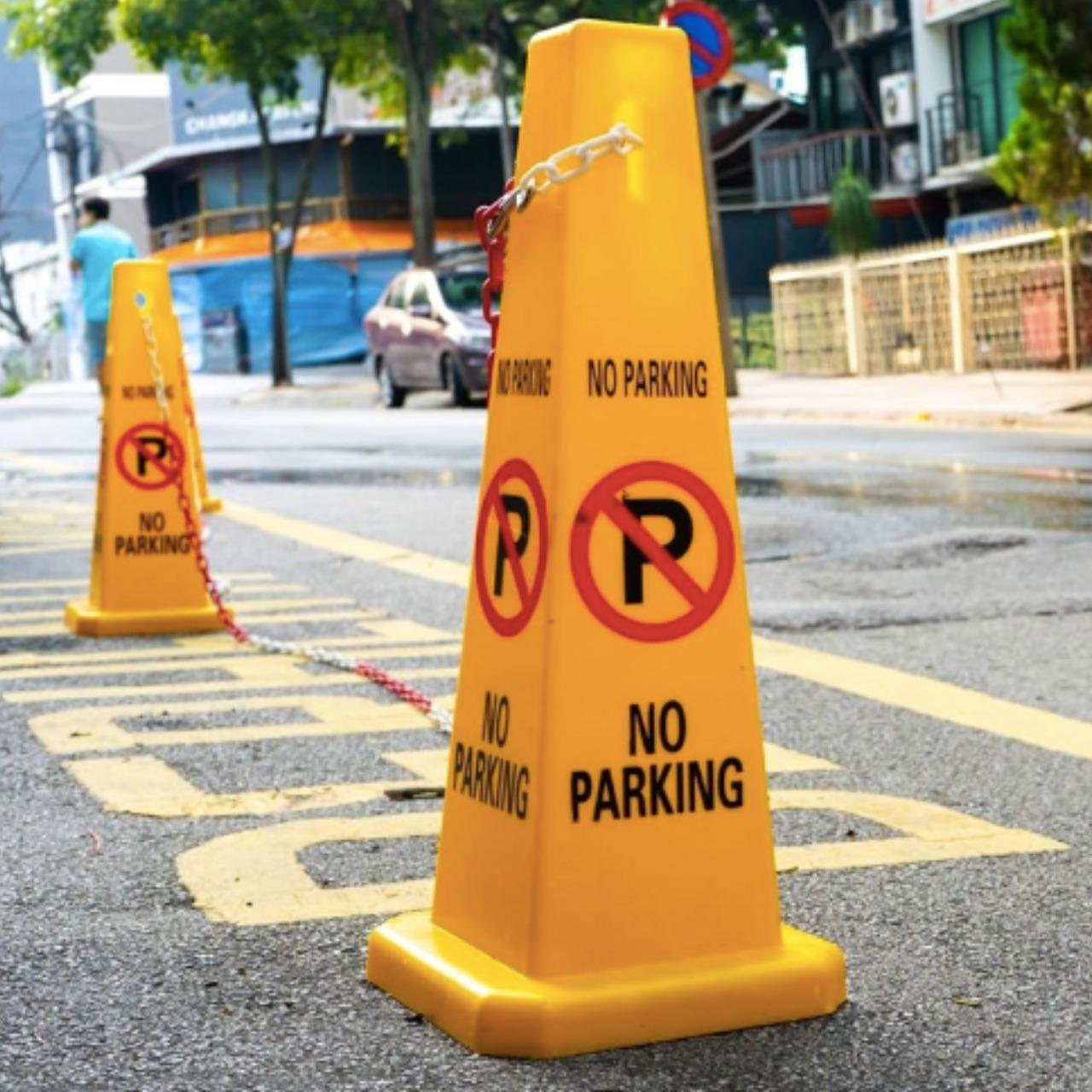 Стовпчик огороджувальний «No Parking» пластиковий паркувальний стовпчик з написом 67 см Жовтий - фото 8