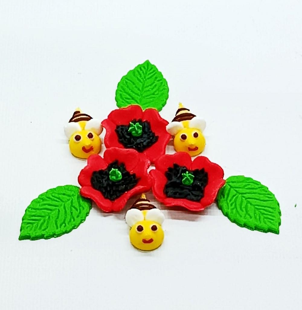 Прикраса на пасхальну паску Маки та бджоли 4-394347