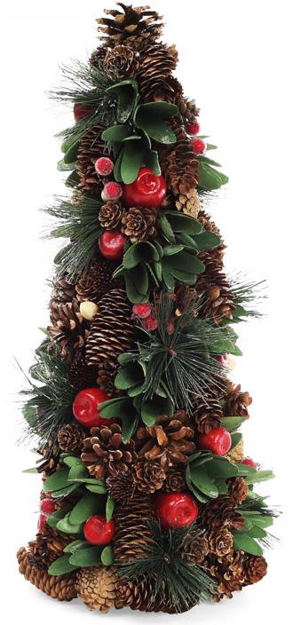 Декоративная елка Зеленые листики 48 см с натуральными шишками (BD-743-253)