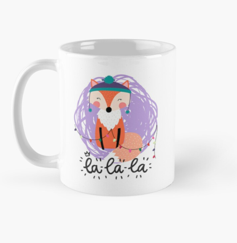 Чашка керамічна з принтом La Lа La Лисичка Новий Рік 330 мл Білий