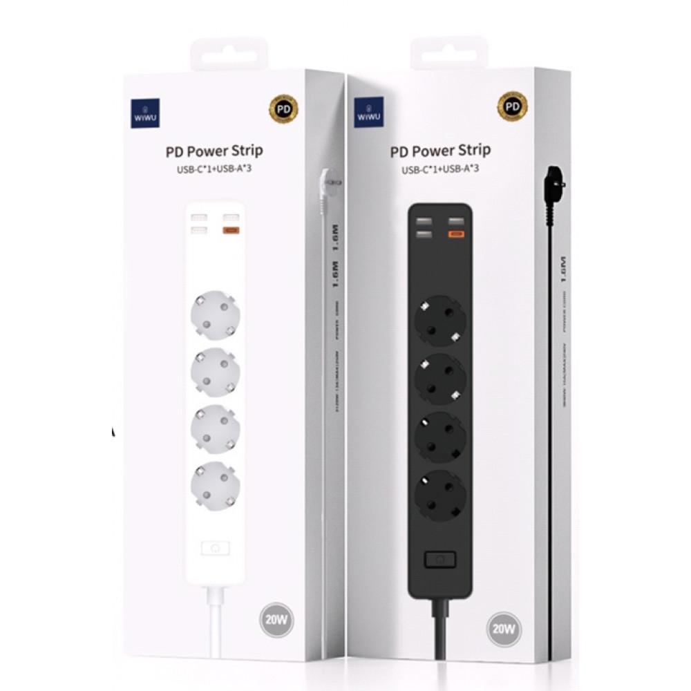 Подовжувач мережевий WiWU U02UK3MW PD20W 3U 5P 1C 13A 3 м Білий - фото 2 Подовжувач мережевий WiWU U02UK3MW PD20W 3U 5P 1C 13A 3 м Білий - фото 2