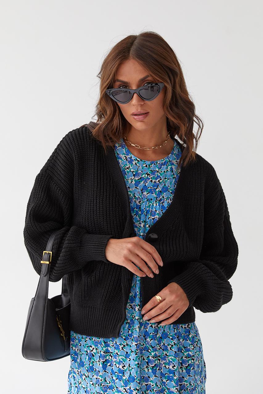 Кардиган укороченный M Черный (9528198) - фото 7