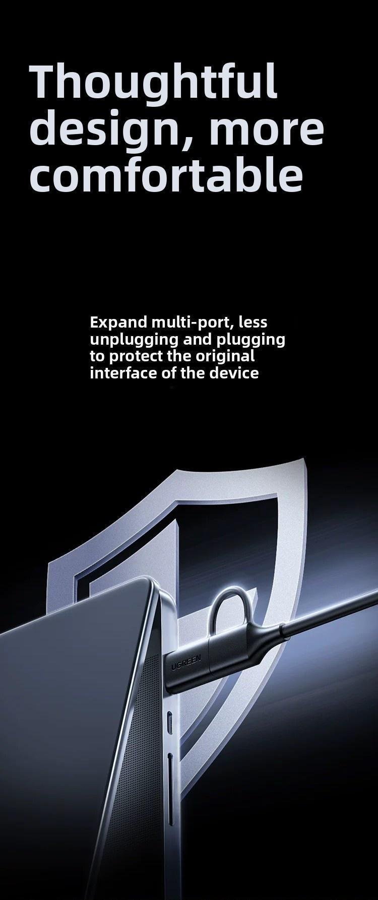 Хаб USB-C Ugreen 15 см 4 порти Сірий (65757) - фото 5 Хаб USB-C Ugreen 15 см 4 порти Сірий (65757) - фото 5