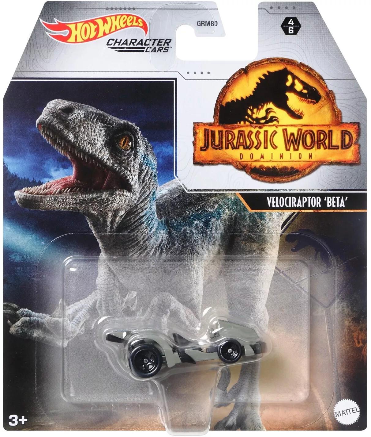 Игрушечная машинка Hot Wheels Velociraptor Beta 2022 Character Cars Jurassic World Dominion 4/6 (GRM81)