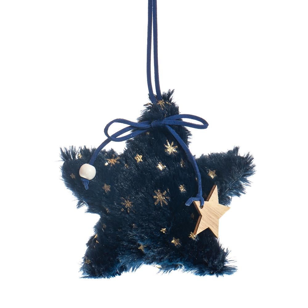 Подвеска новогодняя мягкая на елку Elisey Пушистая звезда маленькая Черный (NH-106-K-191)