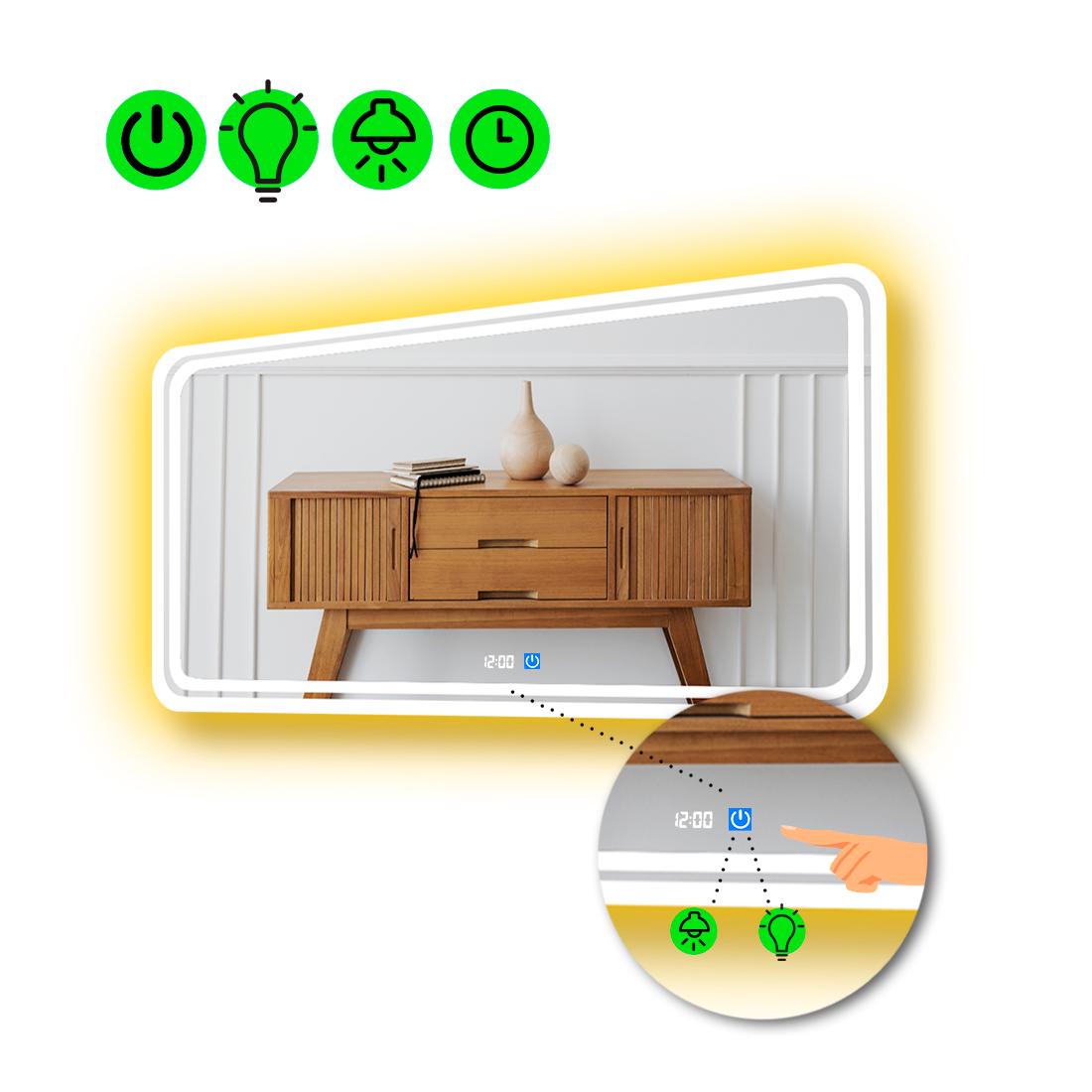 Зеркало с LED подсветкой Ottavia с сенсором и часами 80x60 см (8776003)