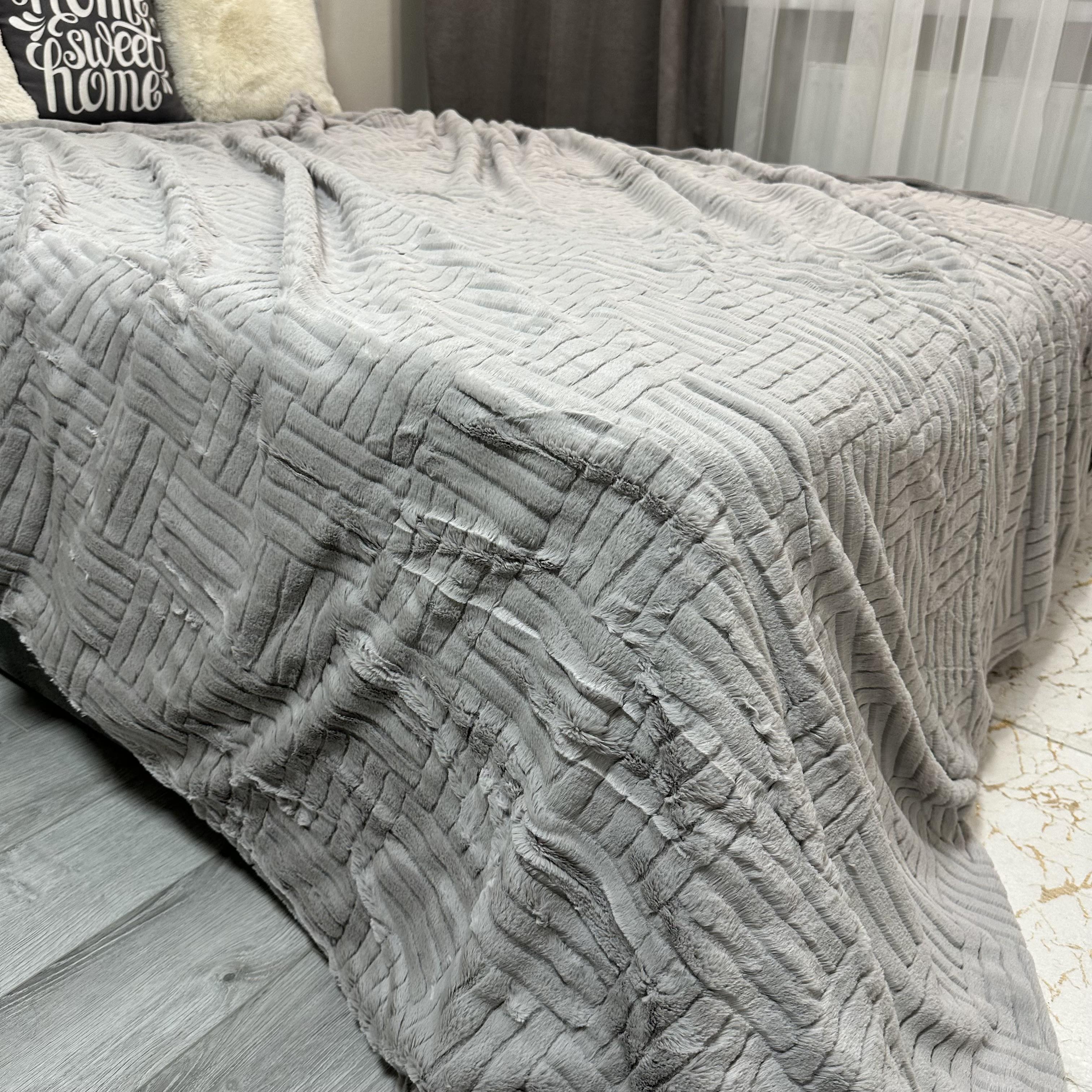 Покрывало микрофибра велюр 200х230 см Серый (30111402) - фото 6