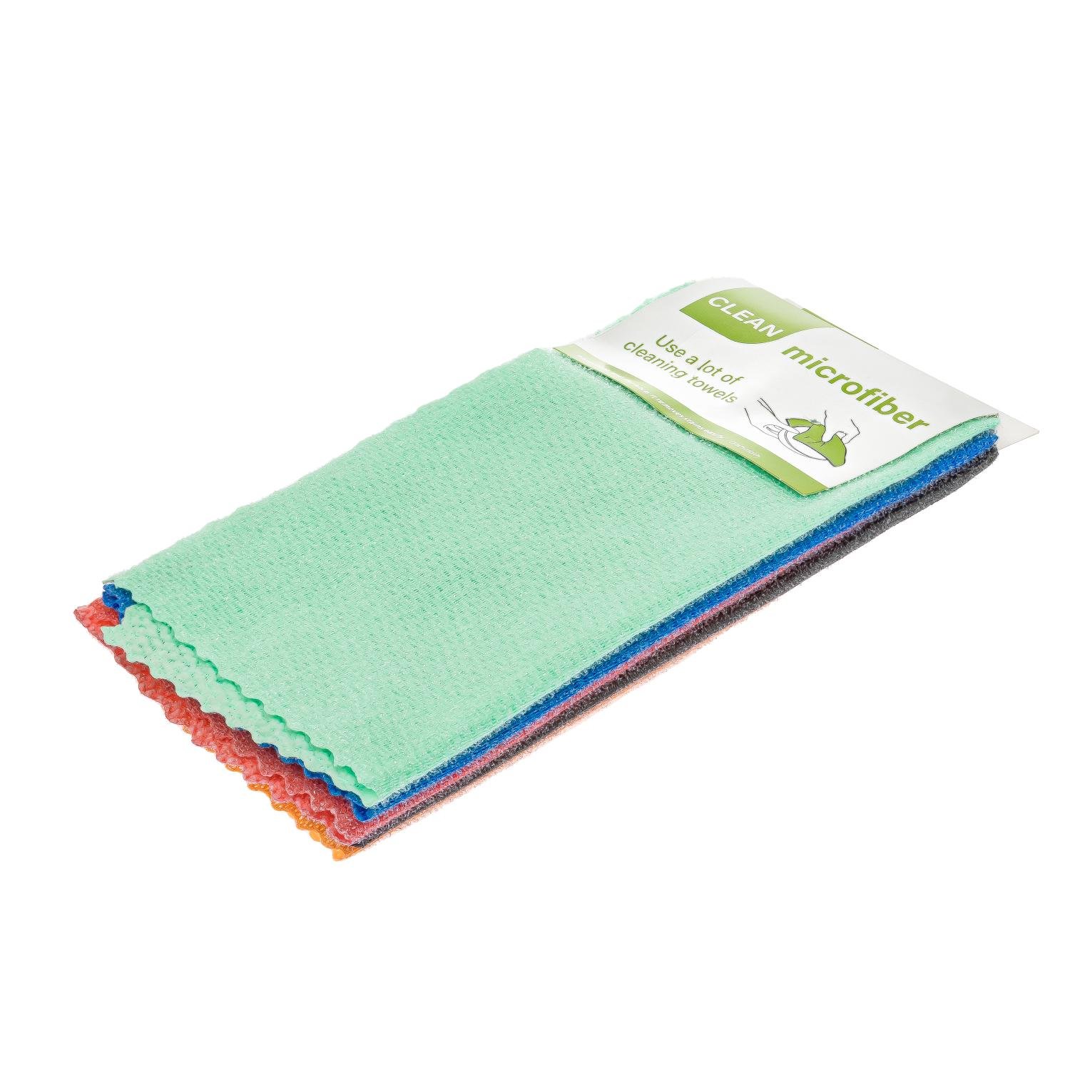 Салфетки двусторонние нейлоновые и из микрофибры 5 шт. 29х29 см