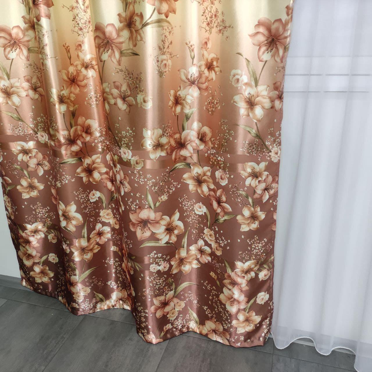 Штори ALBO з квітковим принтом 150x270 см 2 шт. Коричневий (SH-M650-3) - фото 13 Штори ALBO з квітковим принтом 150x270 см 2 шт. Коричневий (SH-M650-3) - фото 13