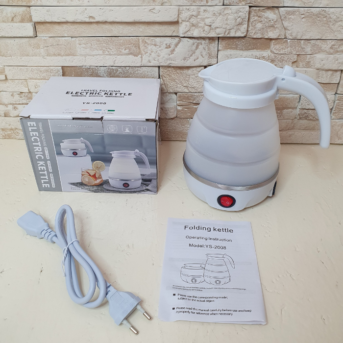 Электрочайник дорожный Electric Kettle EK-2354 силиконовый Белый (15451693) - фото 7