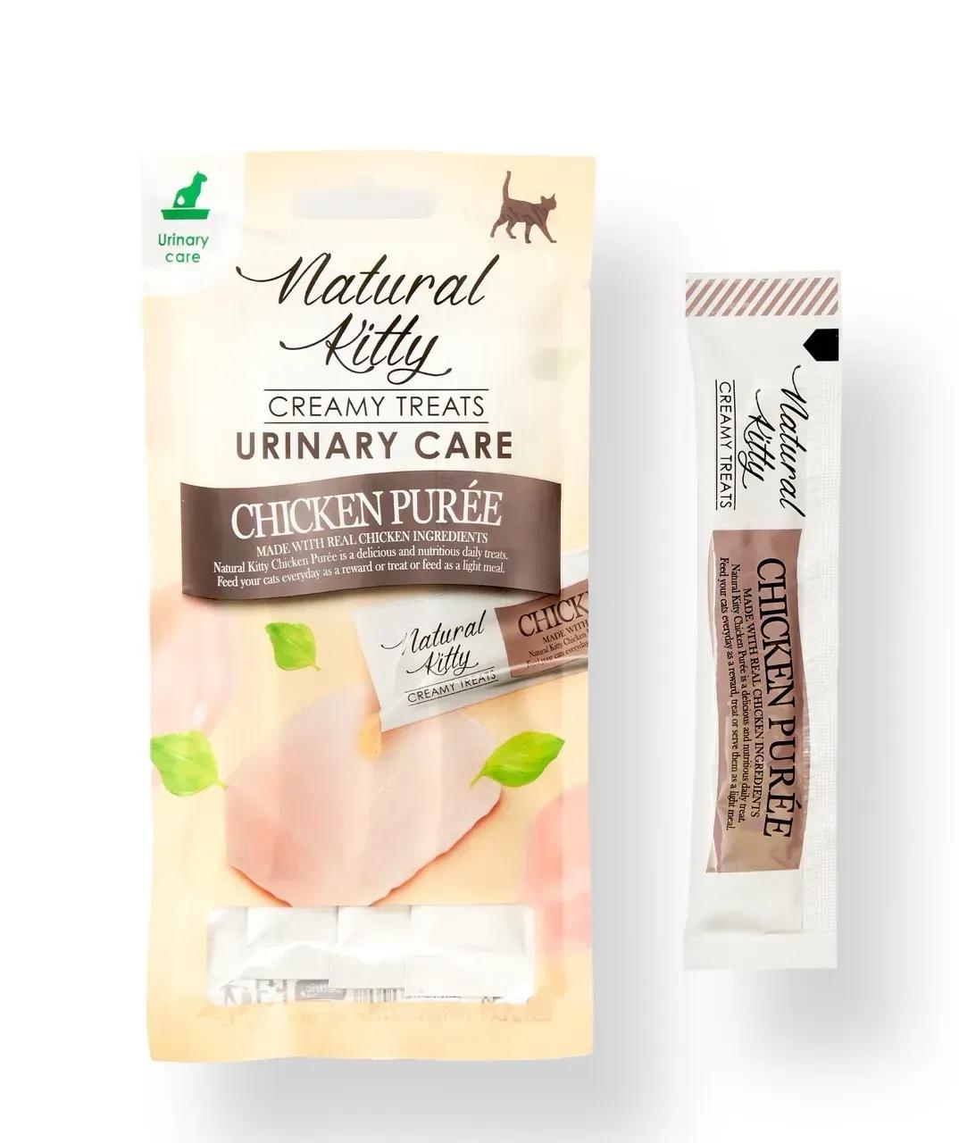 Ласощі для кішок Natural Kitty Functional Creamy Treat Chicken Puree Urinary Care котів з куркою 4 шт. 12 г