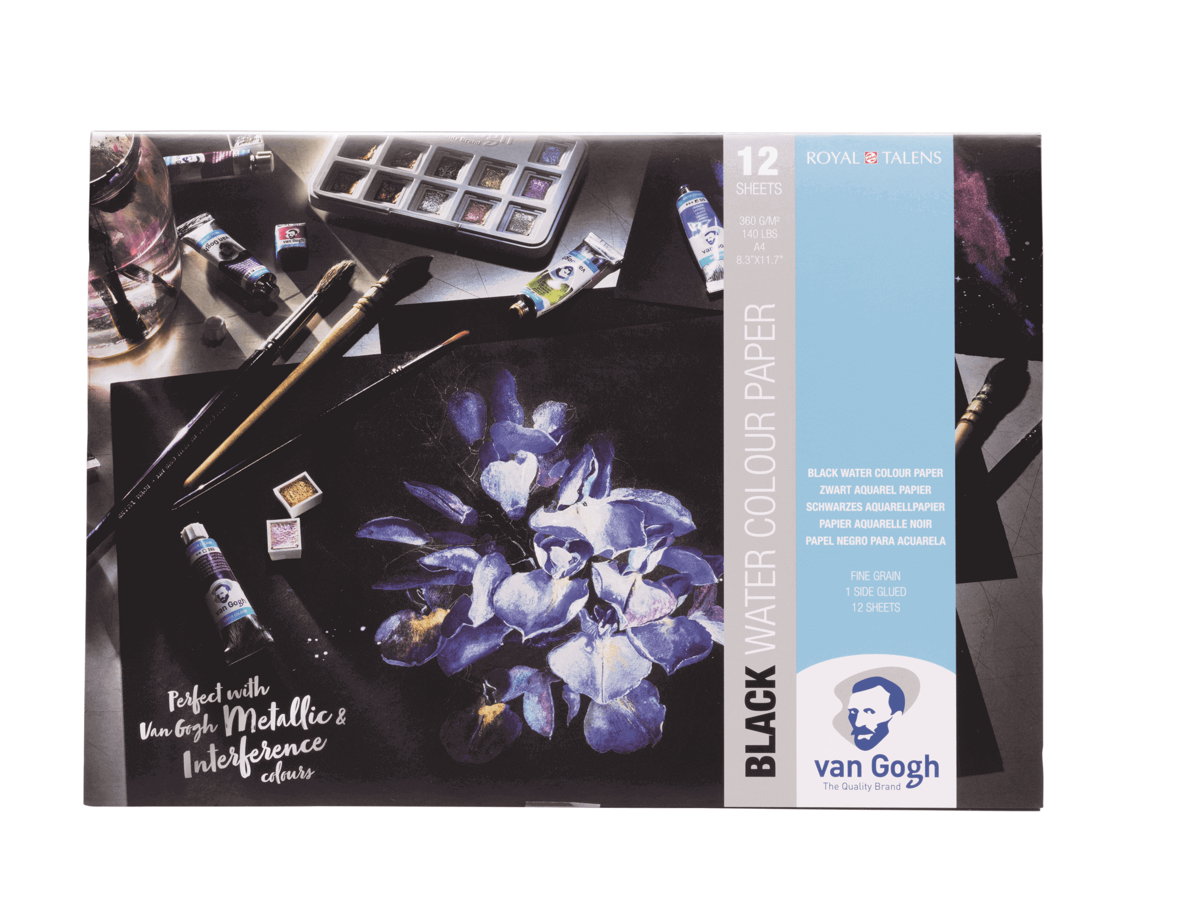 Альбом для акварели Van Gogh хлопок склейка 12 л. 360 г/кв. м А4 Черный (94170002)