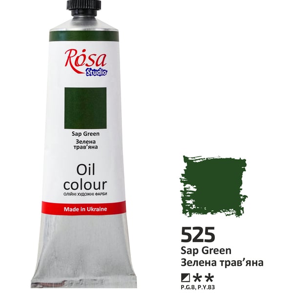 Олійна фарба ROSA Studio 525 100 мл Зелений трав'яний (328525) - фото 1 Олійна фарба ROSA Studio 525 100 мл Зелений трав'яний (328525) - фото 1