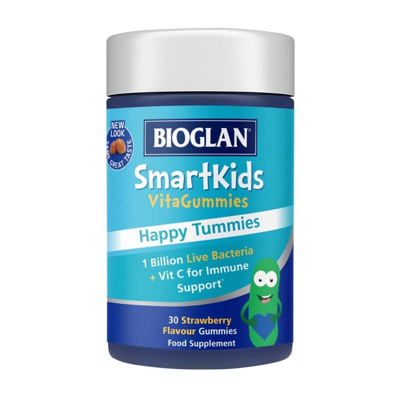 Пробиотики для детей с витамином C Bioglan SmartKids Happy Tummies 30 жев. паст. Клубника