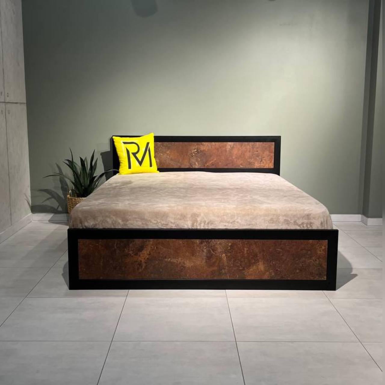 Кровать металлическая двуспальная 180х200 см Оксид/Черный (000083199)