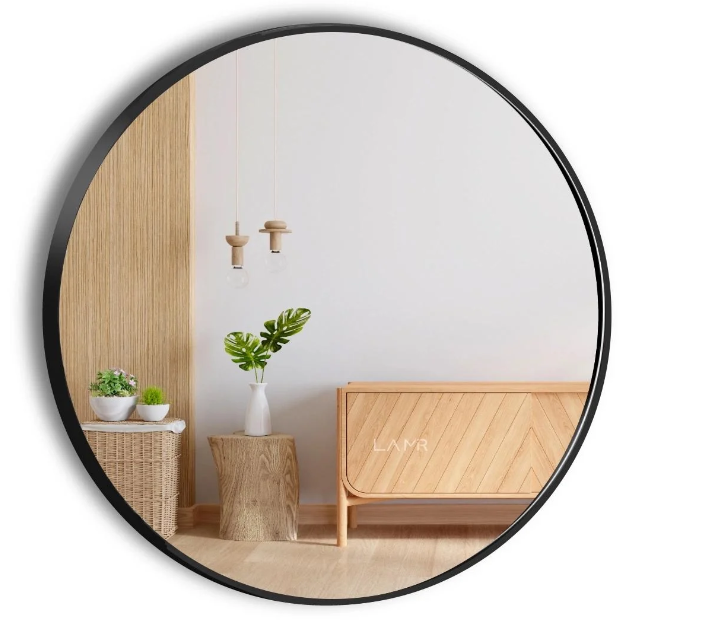 Дзеркало з LED підсвічуванням стіни кругле La Mir модель Adeo у чорній рамі ПВХ з датчиком руху 40х40 см (26223384040-frame)