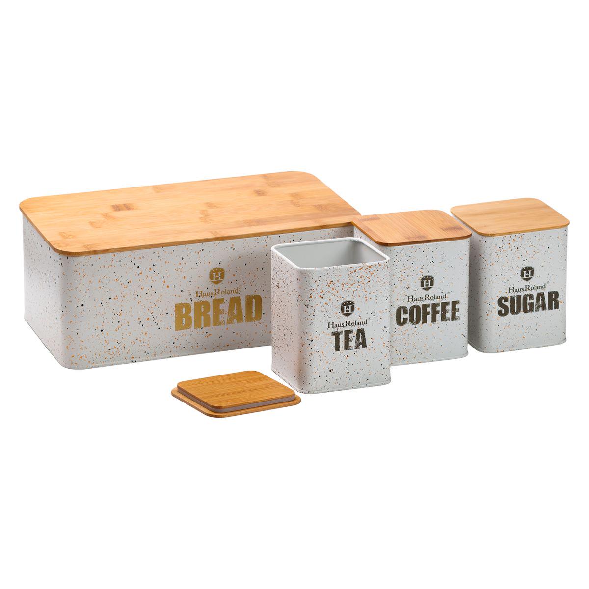 Набор для хранения продуктов с бамбуковыми крышками 4 шт. Белый (4709)