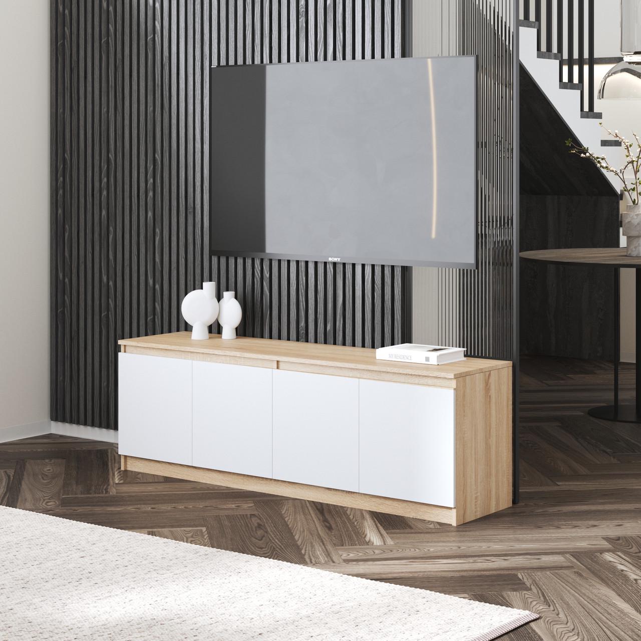 Тумба под телевизор Вайс R-31 1602х400х531 мм Дуб сонома/Белый фасад (30658409) - фото 1 Тумба под телевизор Вайс R-31 1602х400х531 мм Дуб сонома/Белый фасад (30658409) - фото 1