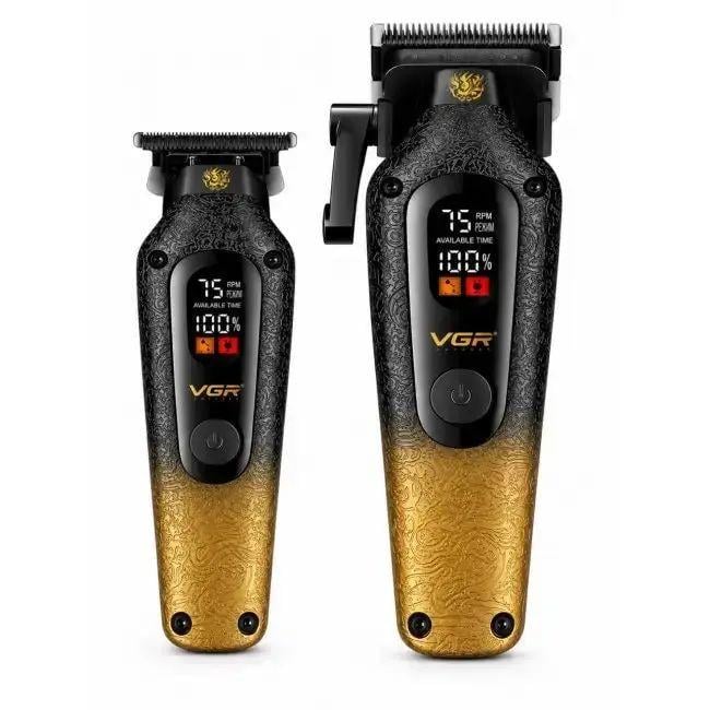 Комплект для стрижения волос VGR V-879 S2 2в1 с цифровым LED управлением Gold/Black (10719)