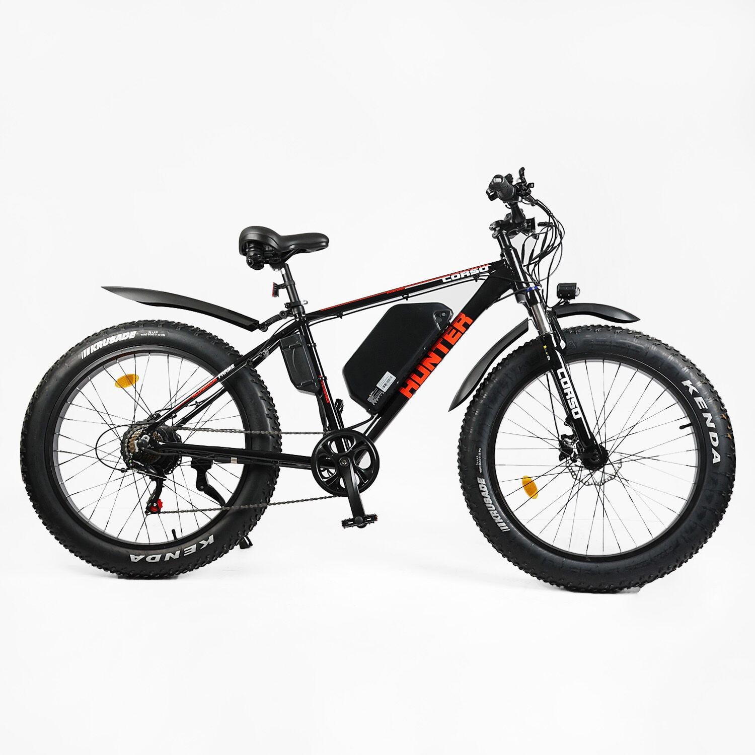 Електровелосипед Corso 26" HUNTER HT-65108 з приводом AL рама 19" 48V 500W 15Ah Чорний/Червоний (170375)