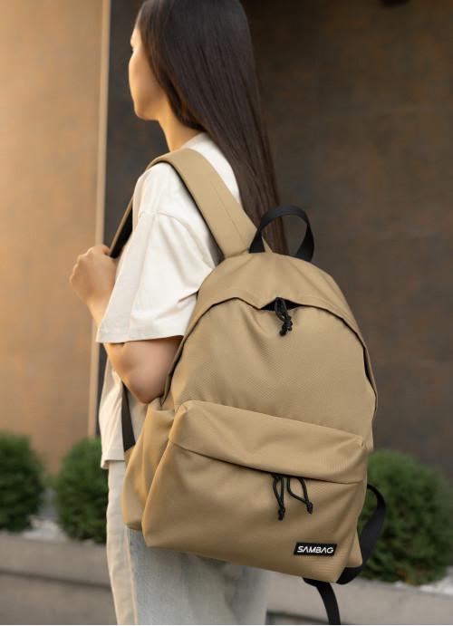 Городской рюкзак женский Sambag тканевый Бежевый (10500331440)