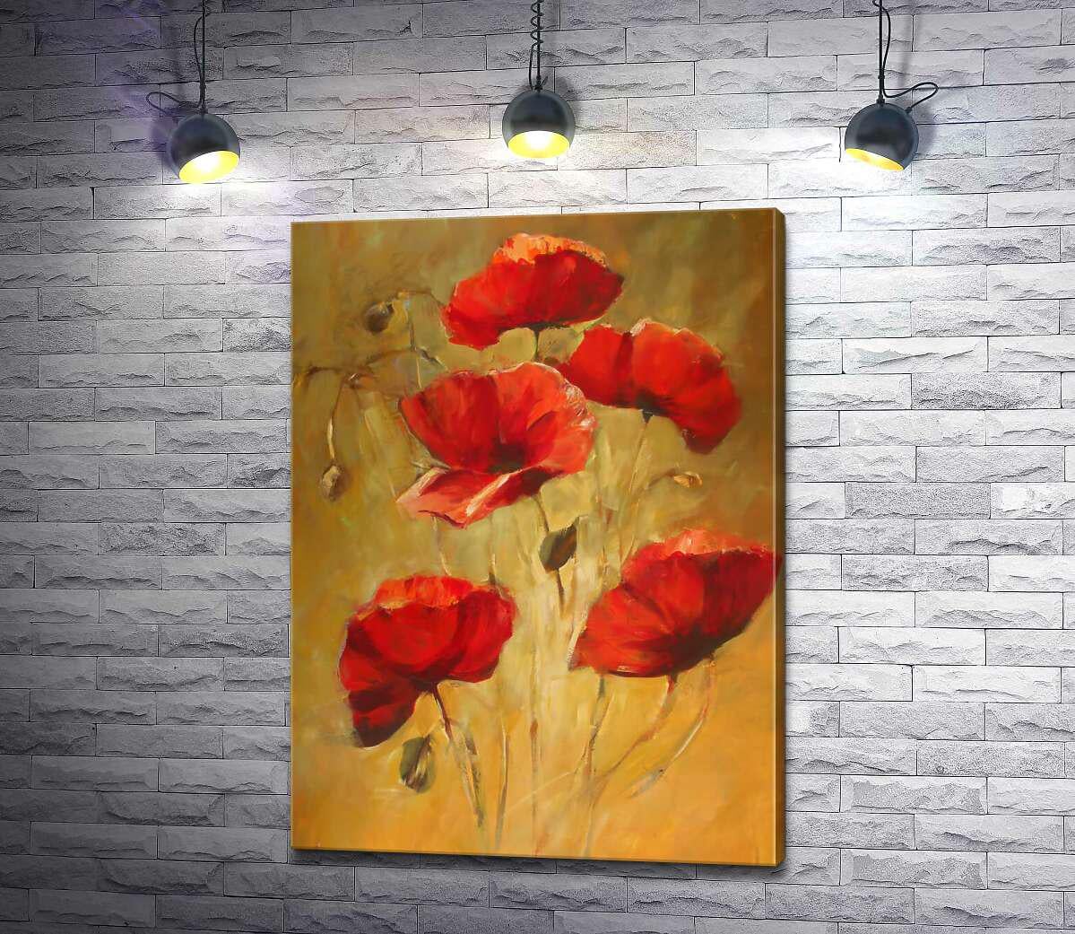Картина ArtPoster Багровые лепестки цветов мака в изящном букете 73x100 см Модуль №1 (002210)