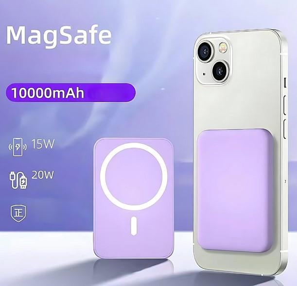 Повербанк Remax RPP-65 MagSafe Magnetic Wireless 10000 mAh 20W Purple - фото 3