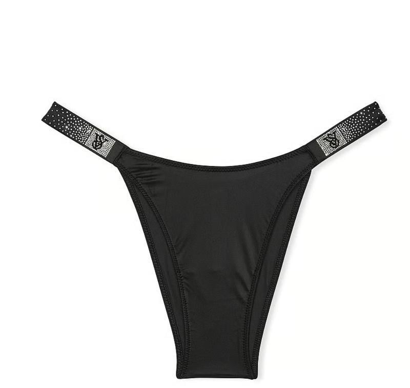 Трусики-бразилианы женские Victoria's Secret Scattered Shine Strap со стразами M Black (2816276627) - фото 4
