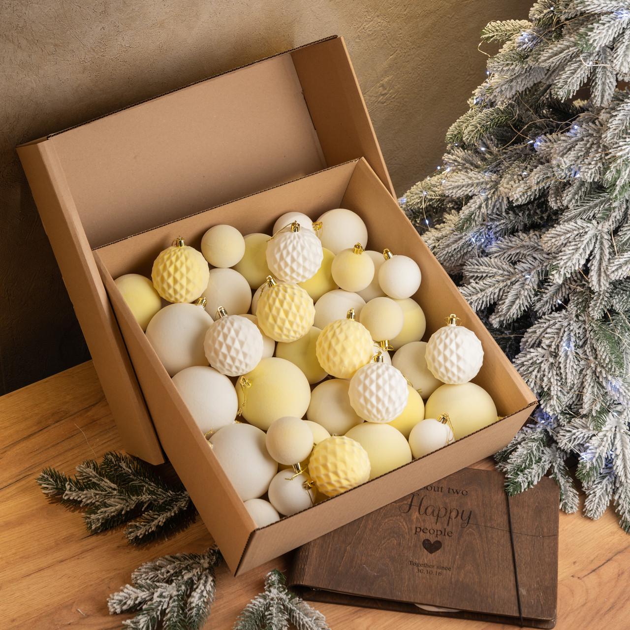 Набор новогодних шаров Бархат 40 шт. Желтый (21594671)