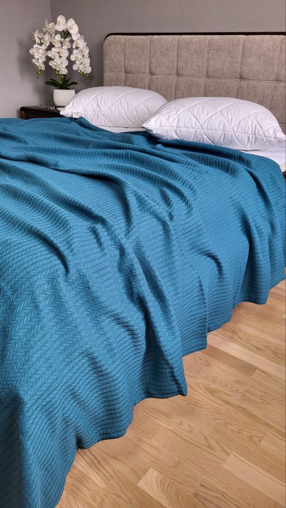 Покрывало Пике Косичка 180x220 см Лазурный (11266) - фото 6 Покрывало Пике Косичка 180x220 см Лазурный (11266) - фото 6