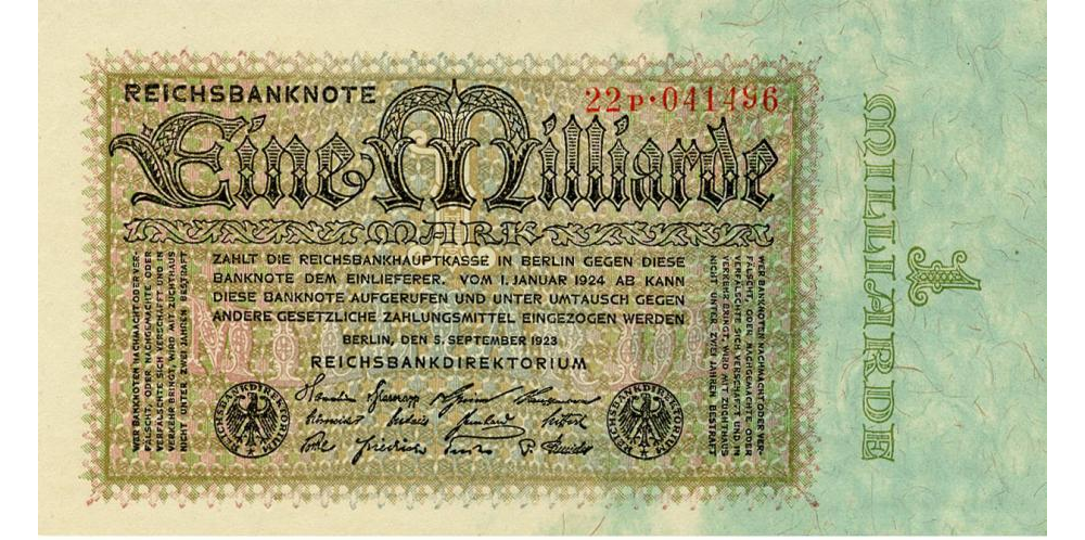 Коллекционная банкнота Германия 1000000000 марок 1923 UNC 1 миллиард (P1142)