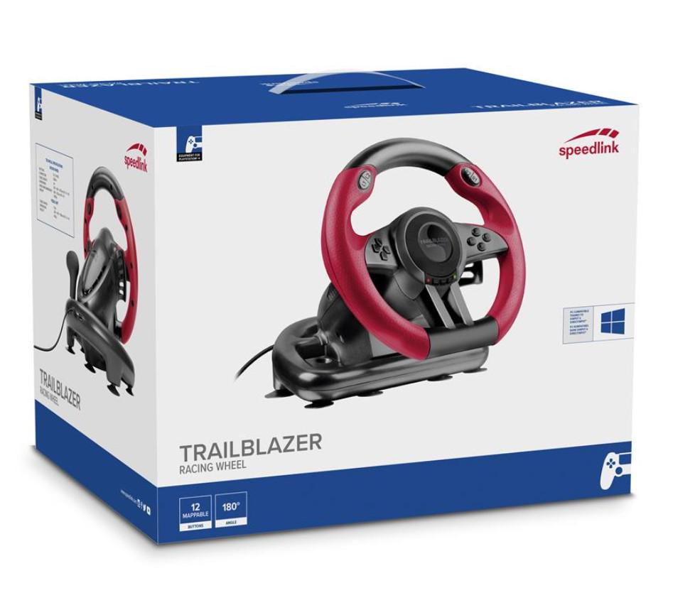 Кермо ігрове вібраційне з педалями VOLTRONIC Trailblazer Wheel Racing USB SL450500BK Black/Red - фото 4