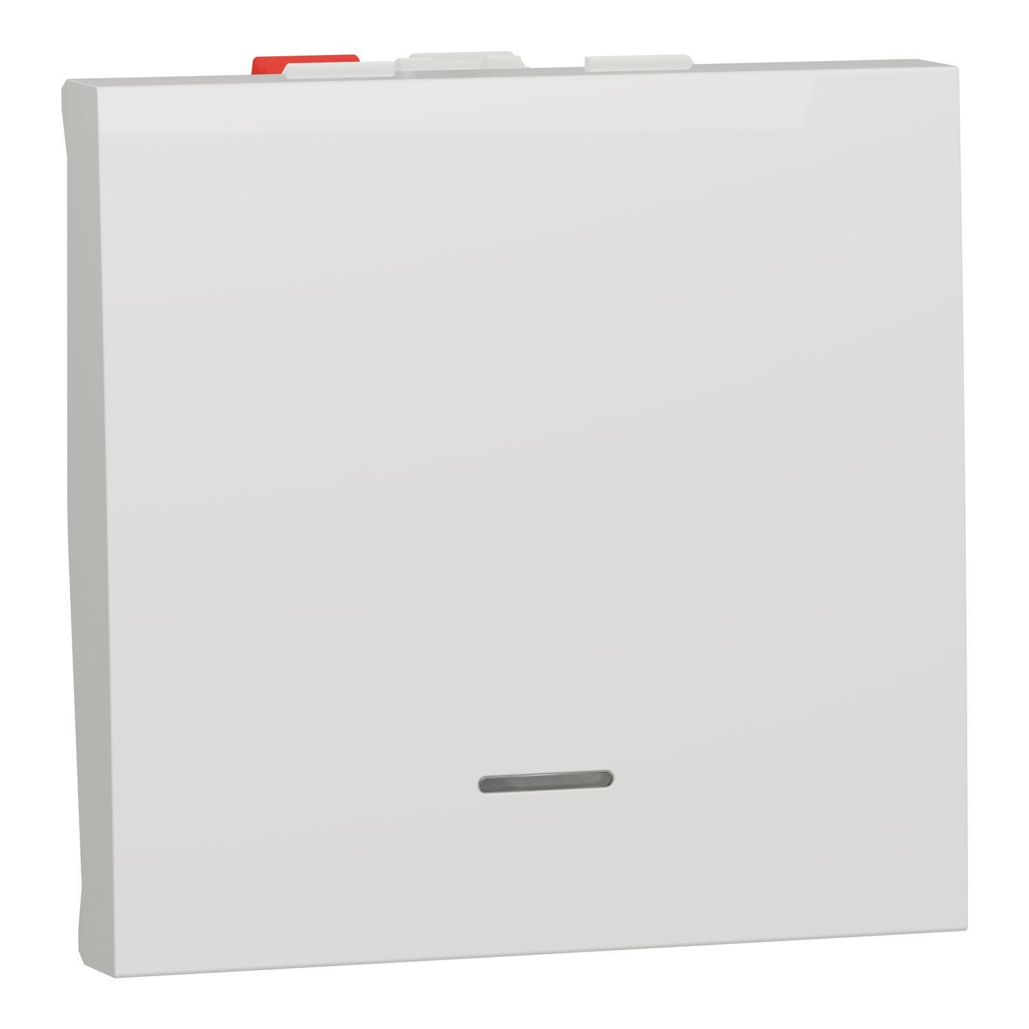 Переключатель 1-клавишный Schneider Electric с нейтралью 2 модуля 10А Unica New Белый (NU320318S)