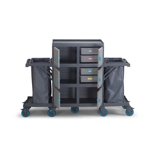 Тележка гостиничная для горничных многофункциональная с двумя мешками для белья по 120 л Серый (33822793)