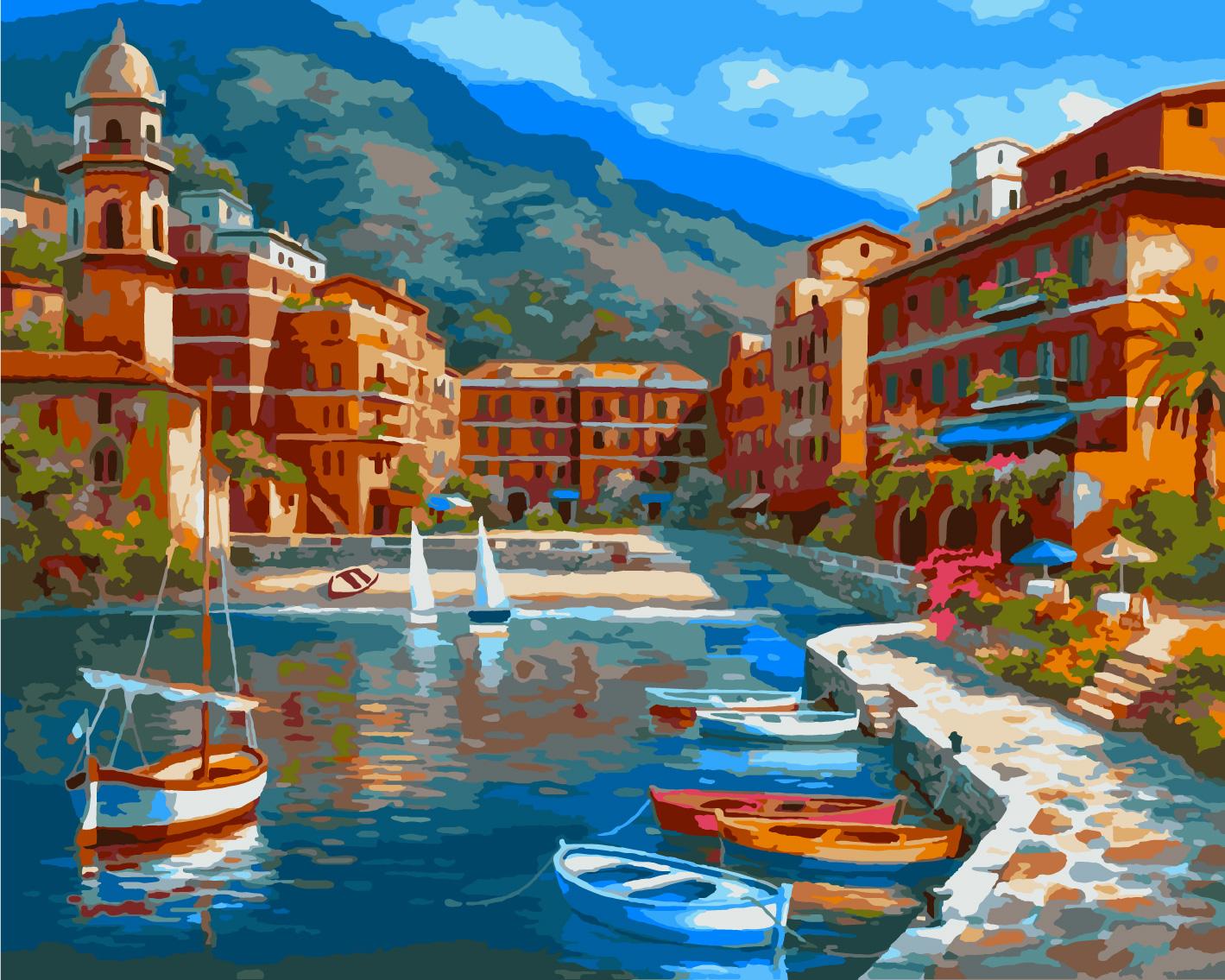 Картина по номерам Идейка "Лодочный причал" 40х50 см (KH2135)