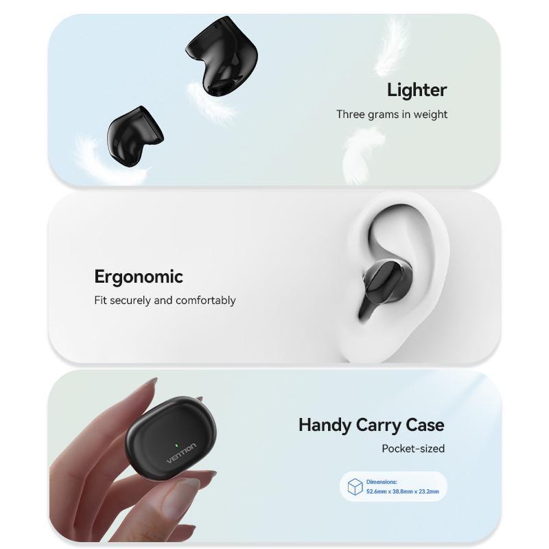Навушники бездротові Vention Tine T12 Bluetooth 5.3 TWS 20 год відтверення 10 мм AAC/SBC Hi-Fi водонепроникні IPX4 Білий (NBLW0) - фото 5