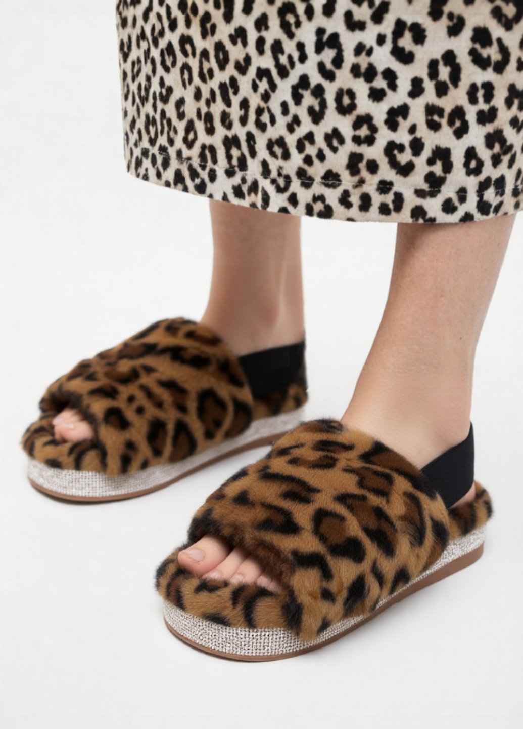 Тапочки женские Bamboo меховые р. 38 Леопардовый (7985)