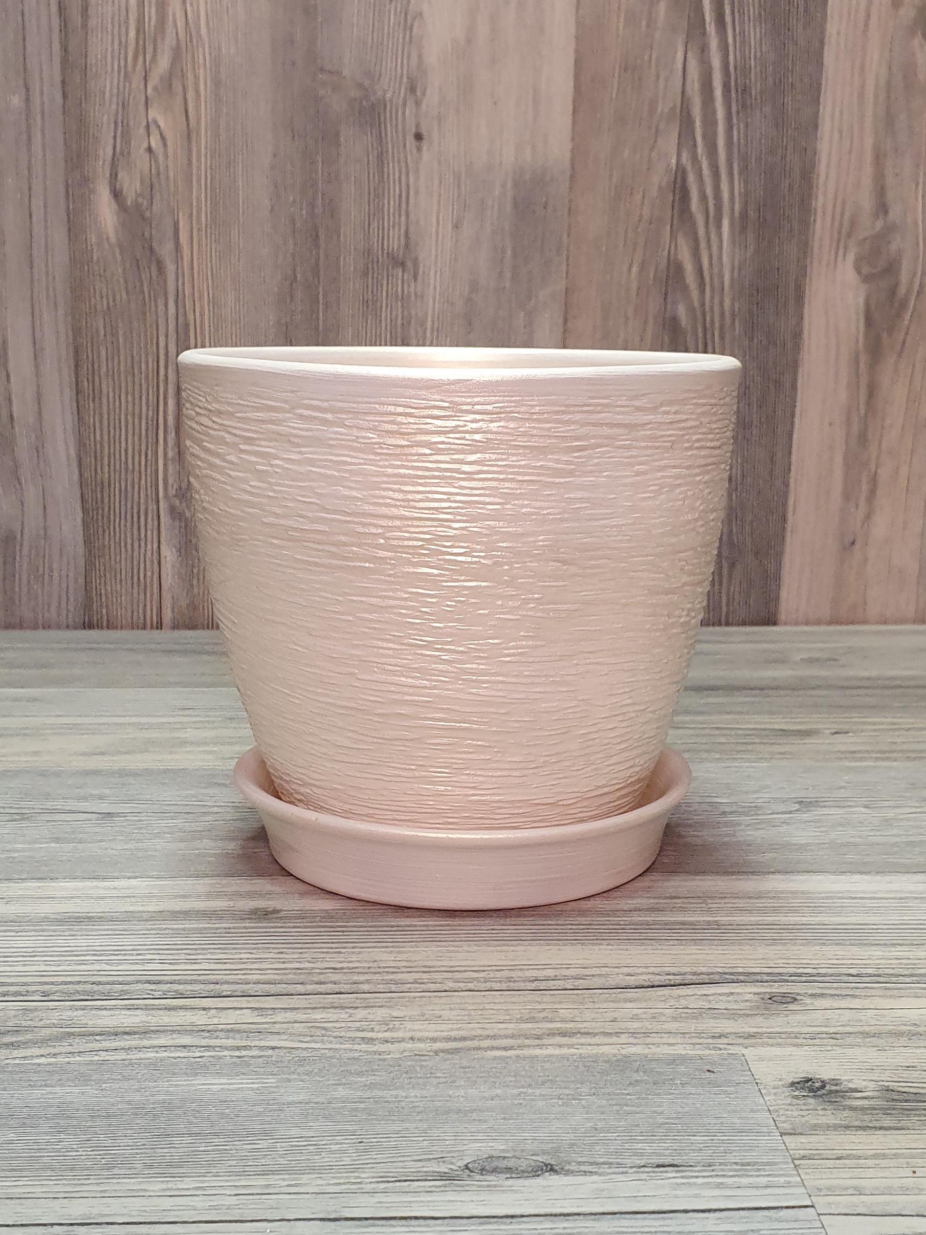 Горщик для рослин з піддоном 1 л Біло-золотий (5266) - фото 1