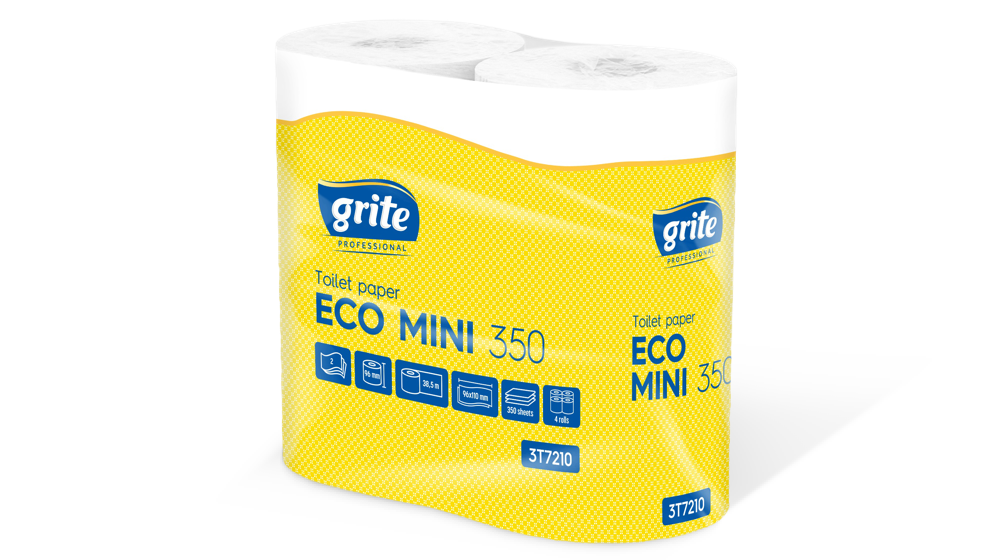 Туалетний папір GRITE Eco Mini 350 recycled fiber 96х110 мм 350 листів 38,5 м 2 шари 4 рулони (3TECGP3204_2016)