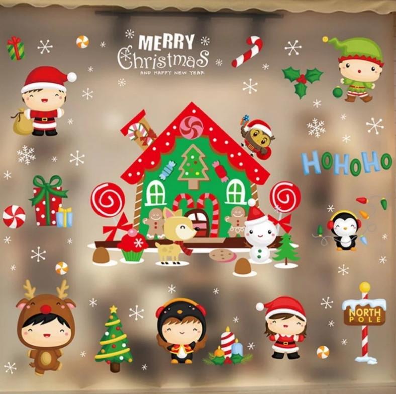 Наклейки на новогодние окно Merry Christmas 50х70 см Разноцветный (HYC-93)